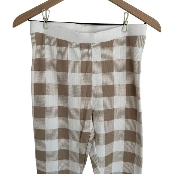 Old Navy High-Waisted Waffle Pajama Leggings Tan and White M - Picture 4 of 8